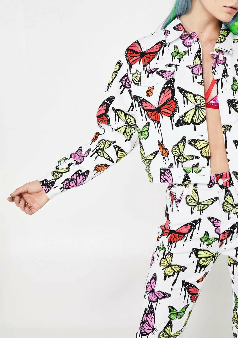 Coupon ❤️ Jaded London White Butterfly Print Denim Jacket 🤩 4 Jaded London White Butterfly Print Denim Jacket