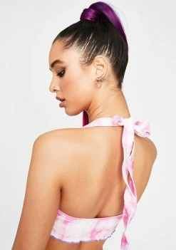 Jaded London Swim Pink Tie Dye Halterneck Bikini Top