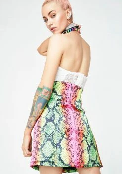 Jaded London Snake Print High Waist Skirt Bottoms