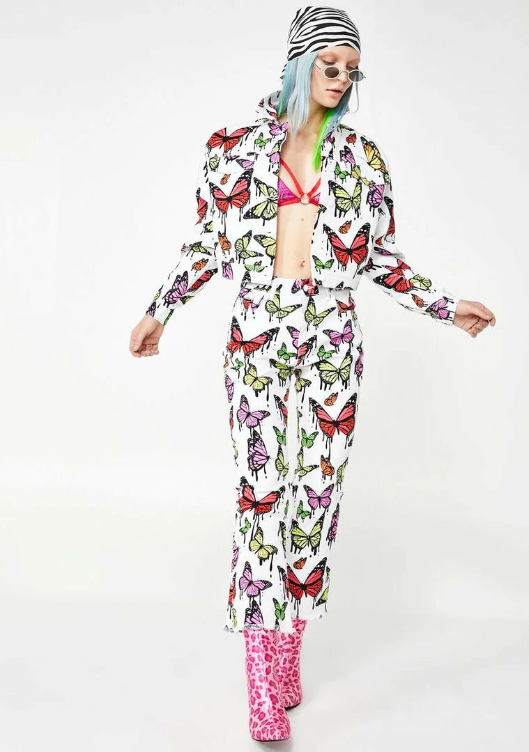 Coupon ❤️ Jaded London White Butterfly Print Denim Jacket 🤩 5 Jaded London White Butterfly Print Denim Jacket