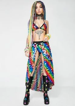Jaded London Bottoms Rainbow Sequin Beach Skirt