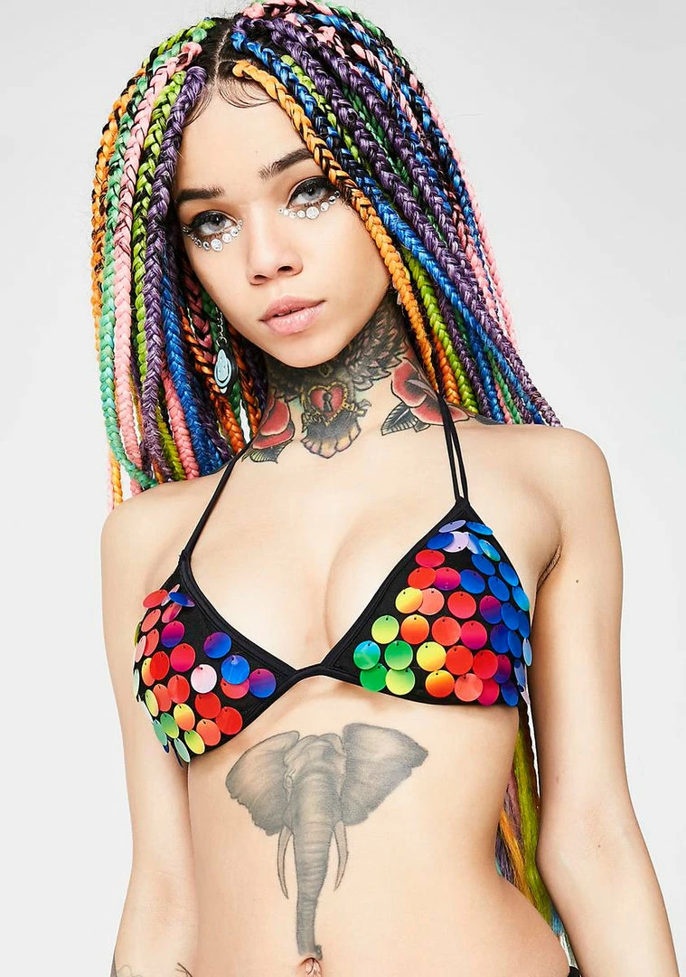 Best deal ๐งจ Jaded London Sequin Triangle ๐ Bikini Top Swim โค๏ธ 4 Jaded London Sequin Triangle Bikini Top Swim