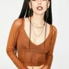 Jaded London Brown Corset Mesh Top Tops