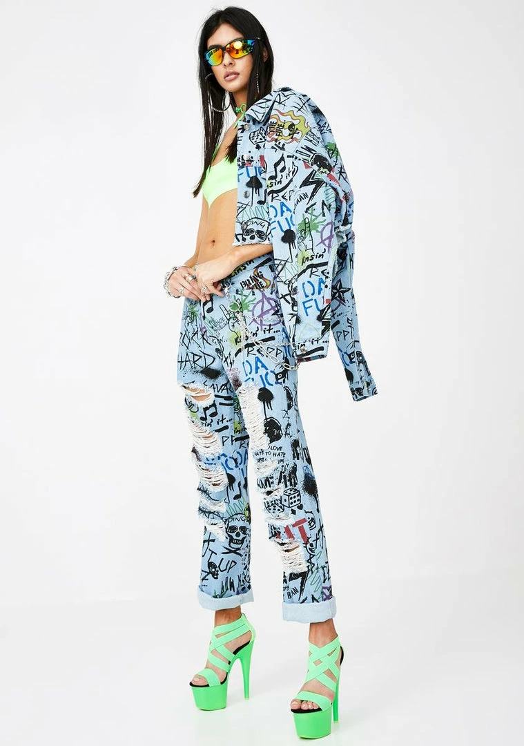 Top 10 β Jaded London Bottoms Graffiti Print Extreme Rip Denim π Jeans π 5 Jaded London Bottoms Graffiti Print Extreme Rip Denim Jeans