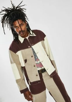 Jaded London Outerwear Brown Patchwork Denim Jacket