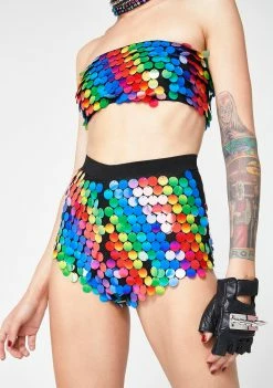 Jaded London Rainbow Sequin Hot Pants