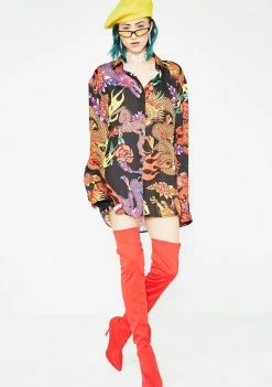 Jaded London Dragon Print Oversized Shirt