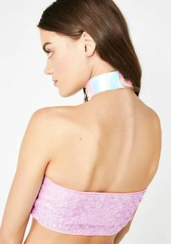 Jaded London Sequin Bandeau Buckle Top Tops