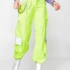 Jaded London Bottoms Neon Oversized Cargo Trousers With Reflective Detail