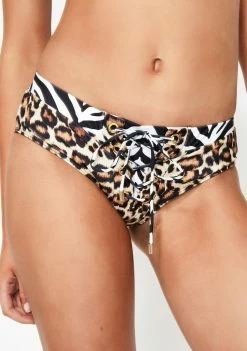 Jaded London Leopard Lace-Up Bikini Bottoms
