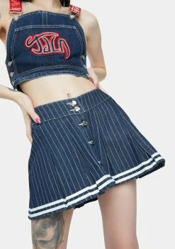 Jaded London Bottoms Pinstripe Denim Cheerleader Skirt