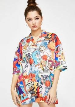 Jaded London Tops Comic Book Print Oversized Shirt