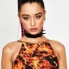 Jaded London Swim Flame Print Tie Back Bikini Top