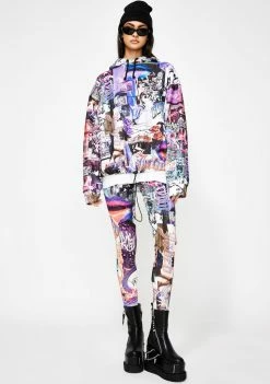 Jaded London Lips Collage Print Hoodie Tops