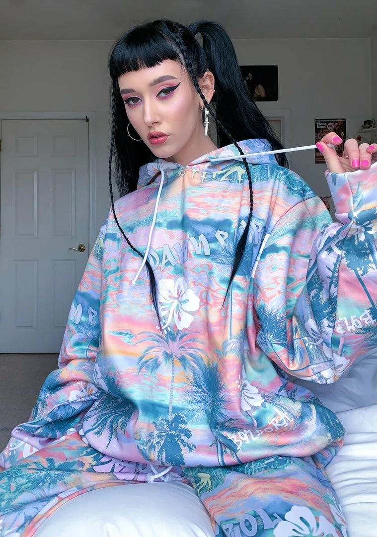 Cheapest ⭐ Jaded London Paradise Print Oversized Hoodie ⭐ 4 Jaded London Paradise Print Oversized Hoodie