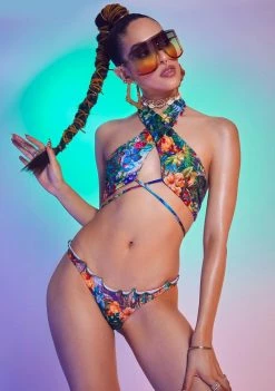 Jaded London Castaway Island Print Recycled Bikini Bottoms