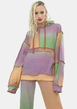 Jaded London Tops Ombre Mix Patchwork Knit Hoodie