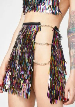 Jaded London Bottoms Rainbow Sequin Spike Mini Skirt