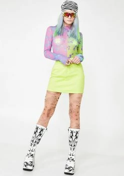 Jaded London Ombre Flame Print Half N' Half Bodysuit Tops