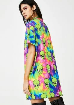 Jaded London Freaky Alien Tie Dye T-Shirt Dress Dresses