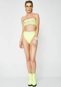 Jaded London Toxic Slogan Bandeau Bikini Top Swim