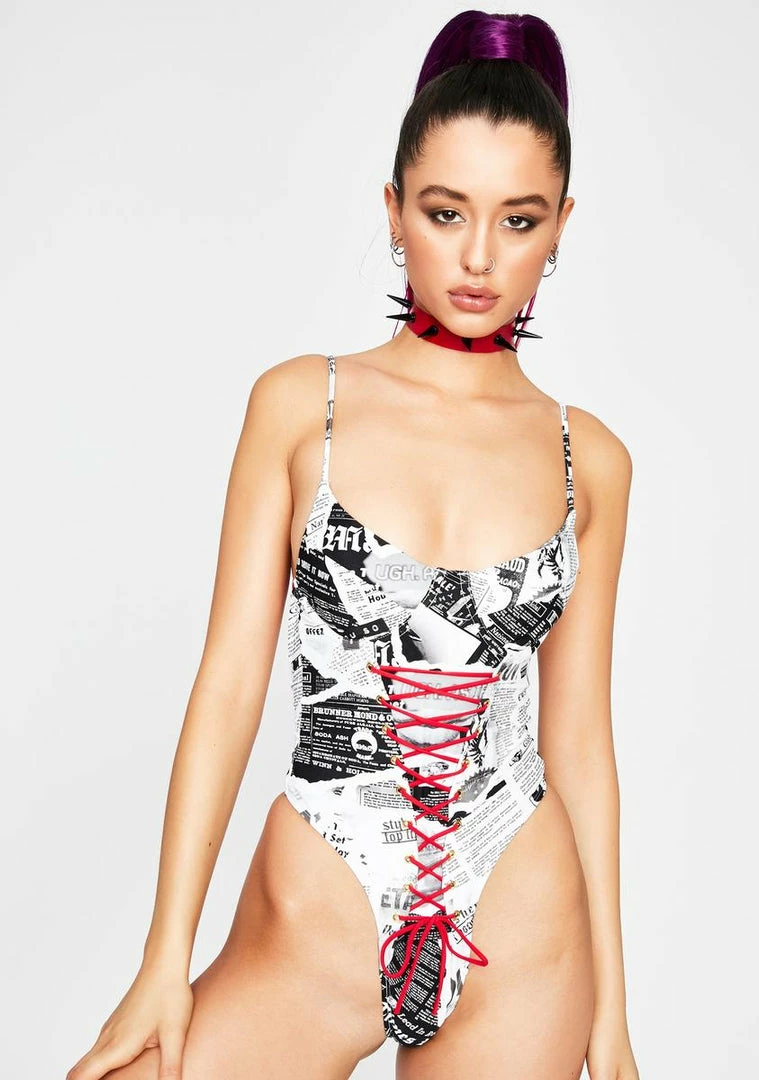 Top 10 β¨ Jaded London Newspaper Print Lace Up π©± Swimsuit π 3 Jaded London Newspaper Print Lace Up Swimsuit