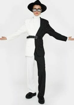 Jaded London Spliced Black & White Suit Trousers