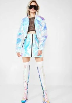 Jaded London Outerwear Blue Crinkle Foil Shell Suit Jacket