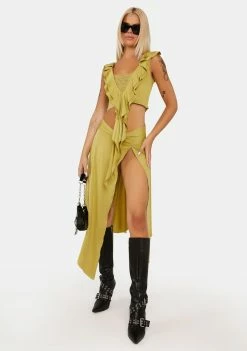 Jaded London Orchard Frill Mesh Top Mesh Shirt