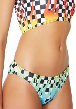 Jaded London Flames Checkered Bikini Bottoms