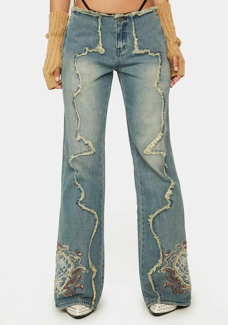 Hot Sale 👏 Jaded London Boyfriend 👖 Jeans Crimson Rose Embroidered 👖 Jeans ✔️ 3 Jaded London Boyfriend Jeans Crimson Rose Embroidered Jeans
