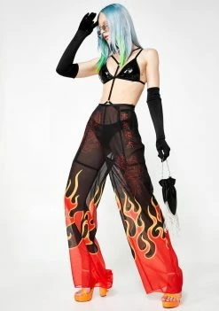 Jaded London Flame Print Beach Trousers