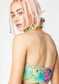 Jaded London Tops Snake Print Bandeau Crop Top