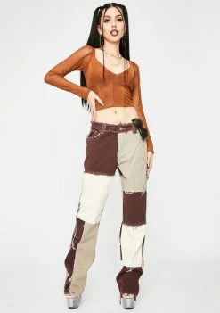 Coupon ⌛ Jaded London Brown Corset Mesh Top Tops ⭐ 7 Jaded London Brown Corset Mesh Top Tops