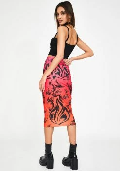 Jaded London Ombre Tribal Print Lace-Up Midi Skirt Bottoms