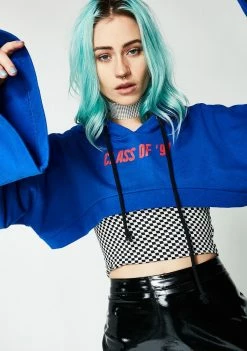 Jaded London Class Of 97 Print Crop Hoodie Tops