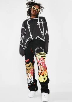Jaded London Vortex Graffiti Wide Leg Sweatpants Bottoms