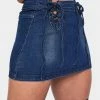 Jaded London Bottoms Low Rise Lace Up Mini Denim Skirt