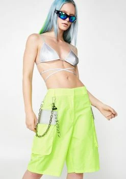 Jaded London Slime Neon Reflectionz Cargo Shorts