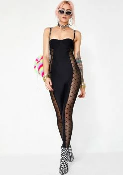 Jaded London Mesh Side Bustier Catsuit Jumpsuits & Rompers