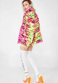 Jaded London Neon Tiger Faux Fur Jacket Outerwear