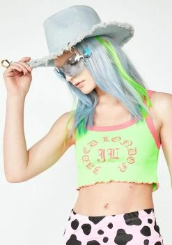 Jaded London Tops Neon Ribbed Crop Top