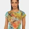 Jaded London Citrus Mesh Crop Tee