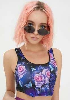 Jaded London Tops 80s Floral Print Corset Crop Top