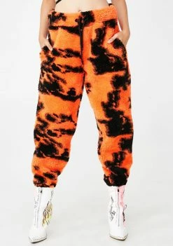 Jaded London Orange Tie Dye Fleece Joggers Bottoms