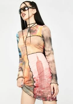 Jaded London Mash Up Vintage Mesh Mini Dress Dresses