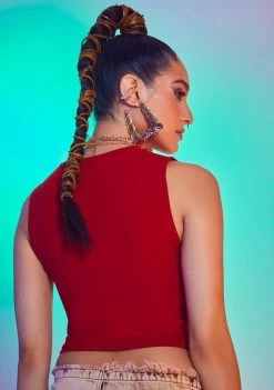 Jaded London Tops Sleeveless 90s Tee With Slashed Zip Detail