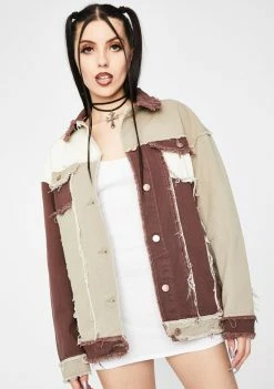 Jaded London Brown Patchwork Denim Jacket