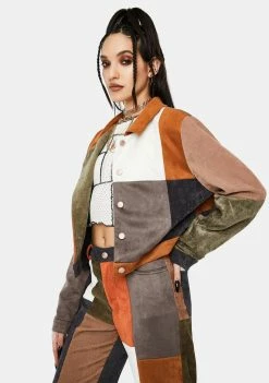 Jaded London Mixed Patchwork Cord And Vegan Suede Jacket Outerwear
