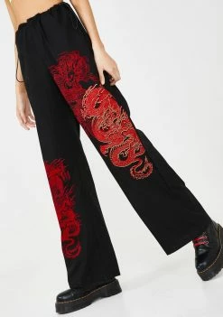 Jaded London Dragon Foil And Flock Drawstring Joggers